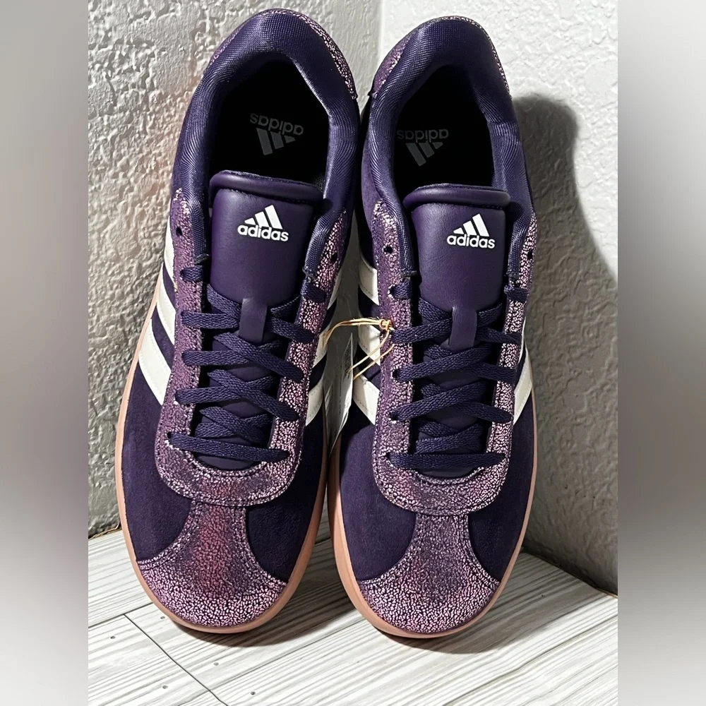 Adidas VL Court 3.0 low top sneakers shoes lace up purple youth size‎ 7 #JS3485